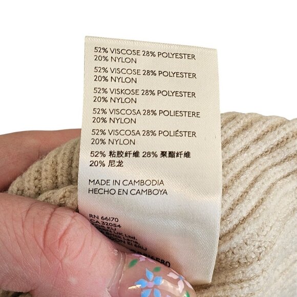 Free People Light Cream Knit Long Sleeve Turtle Neck Sweater Sz XS - Picture 9 of 10